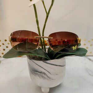 PAPILLON FRAMELESS BUTTERFLY SUNGLASSES ORANGESCAPE/ BROWN